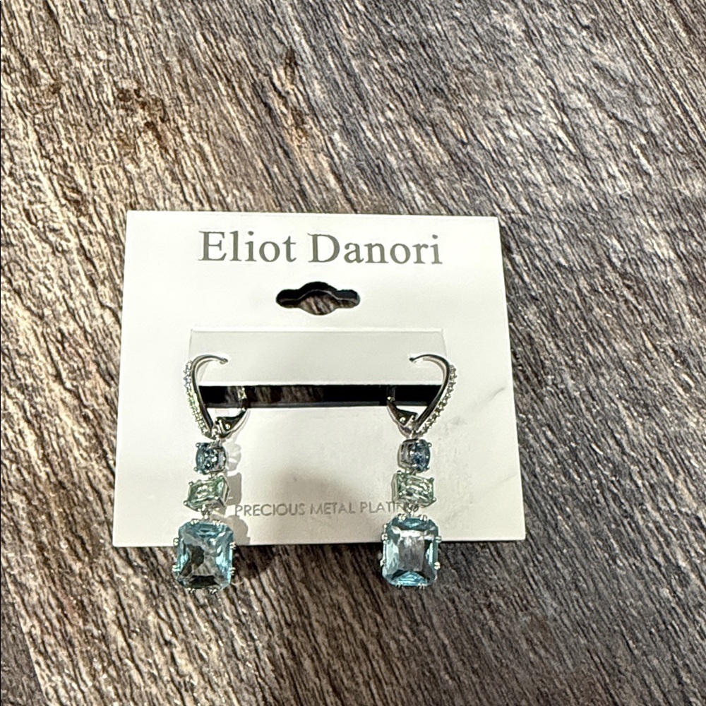 Eliot Danori Silver and Aqua Drop Earrings